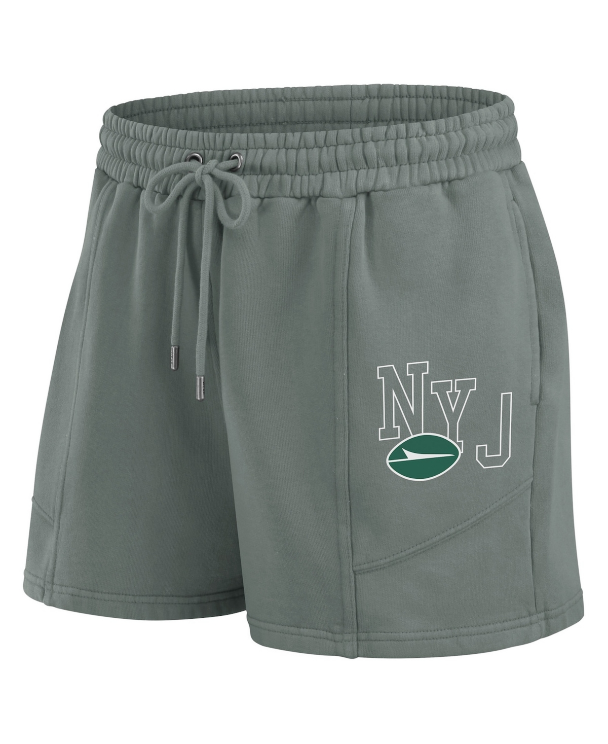 Wear by Erin Andrews Women's 2-Piece Green New York Jets Washed Fleece Long Sleeve T-Shirt & Shorts Lounge Set