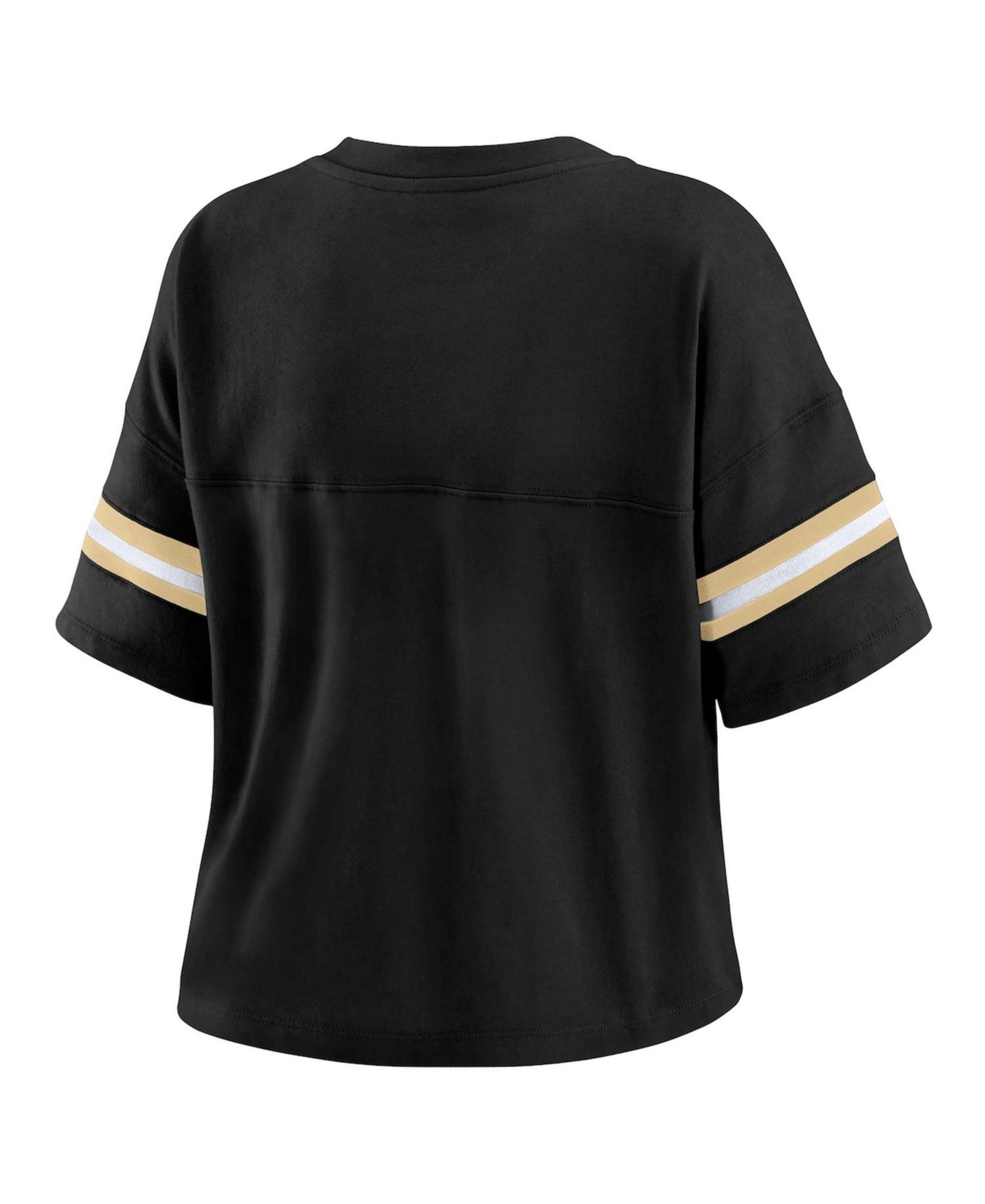 Women's Black New Orleans Saints Plus Size Color Block Boxy V-Neck T-Shirt