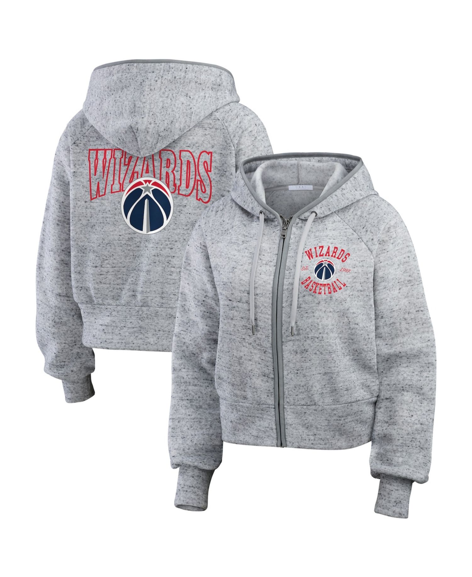 Women's Heather Gray Washington Wizards Speckled Radiator Full-Zip Hoodie