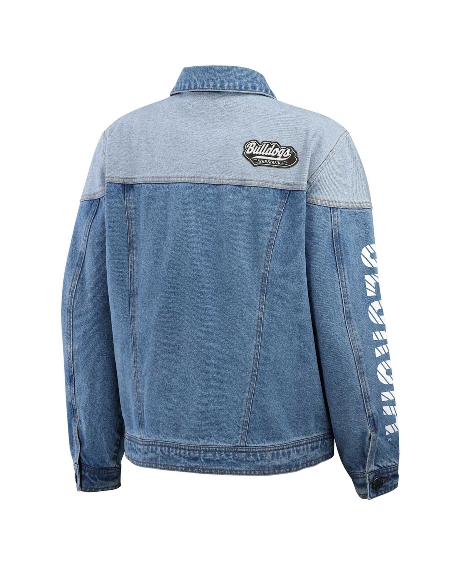 Women's Denim Georgia Bulldogs Sleeve Hit Color Block Button-Down Denim Jacket