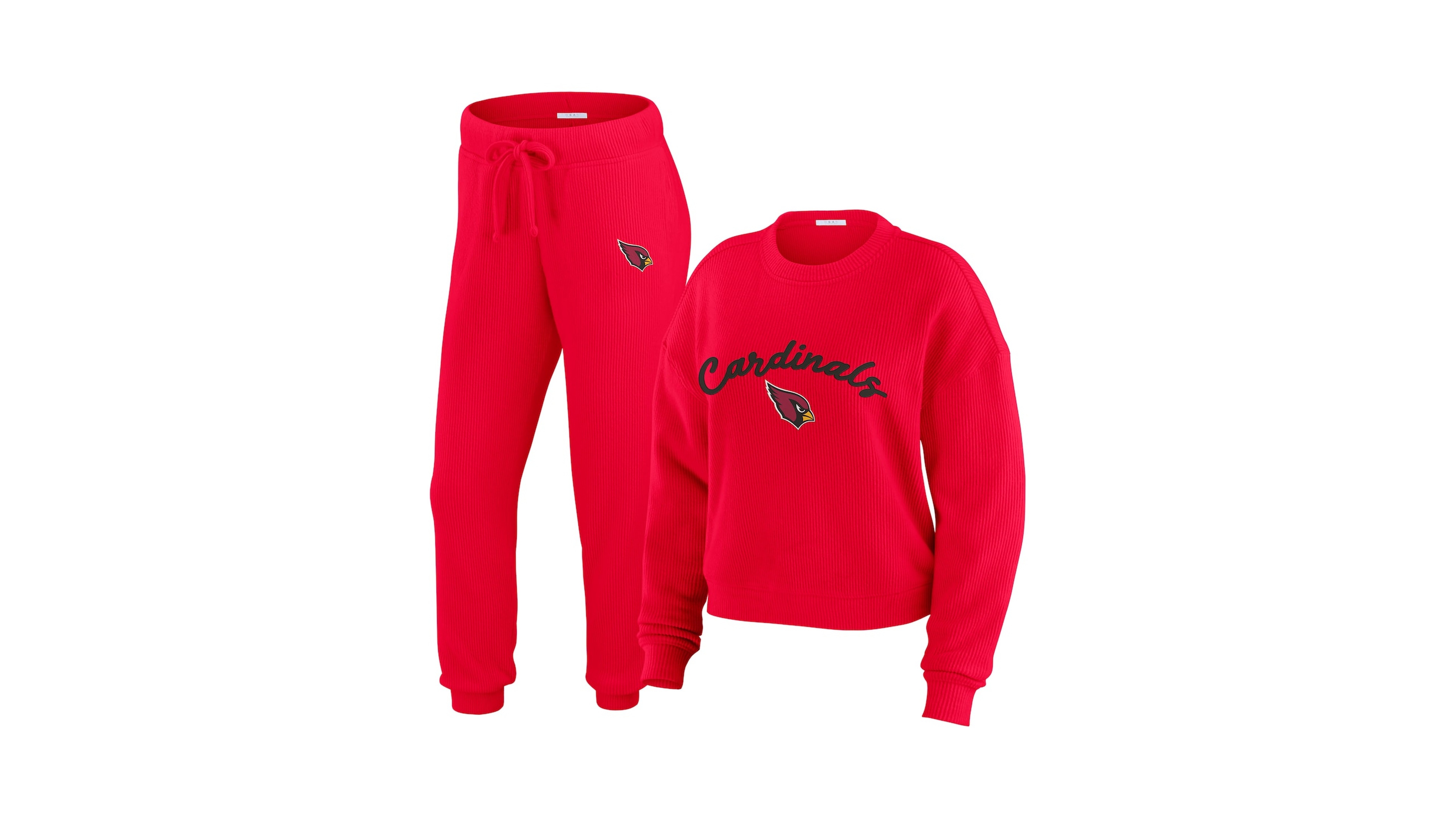 Wear by Erin Andrews Women's 2-Piece Cream Arizona Cardinals Knitted Tri-Blend Long Sleeve T-Shirt & Pants Lounge Set