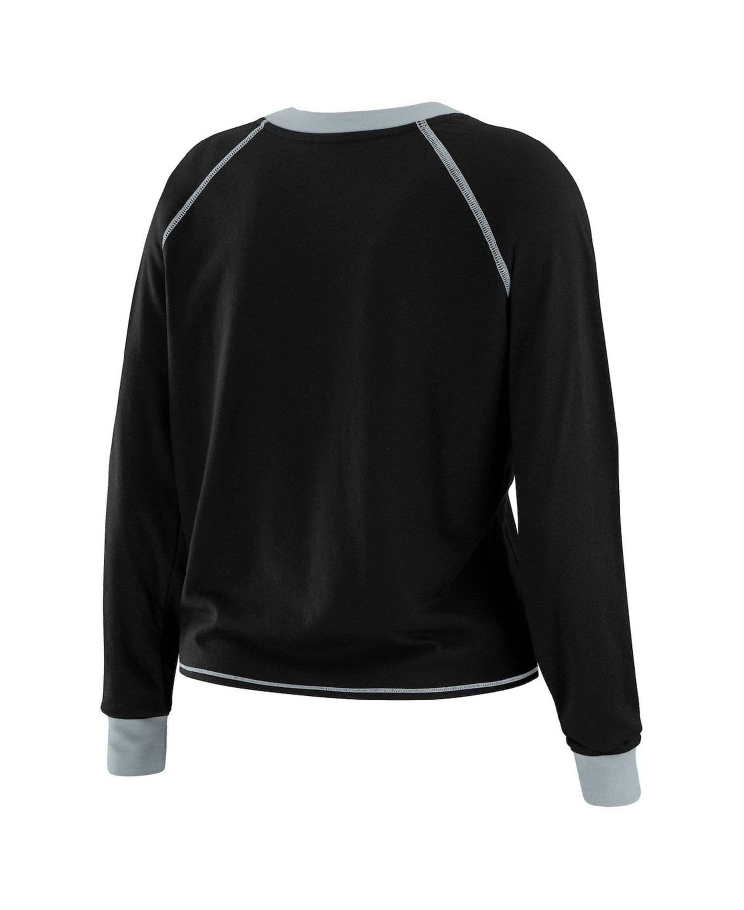 Women's Black/Gray Las Vegas Raiders Tie-Front Long Sleeve Top