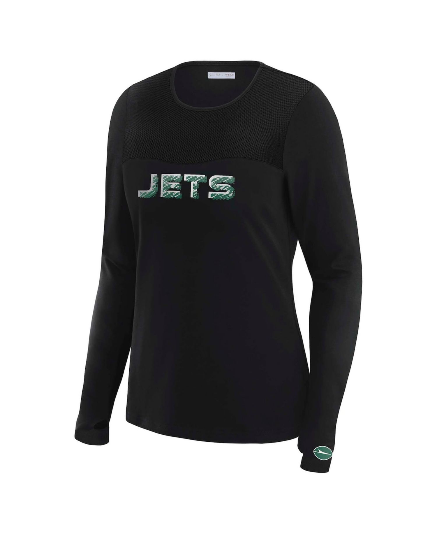 Women's x Gracie Hunt Black New York Jets Mesh Panel Long Sleeve T-Shirt