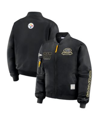 Women's Black Pittsburgh Steelers Patch Full-Zip Bomber Jacket