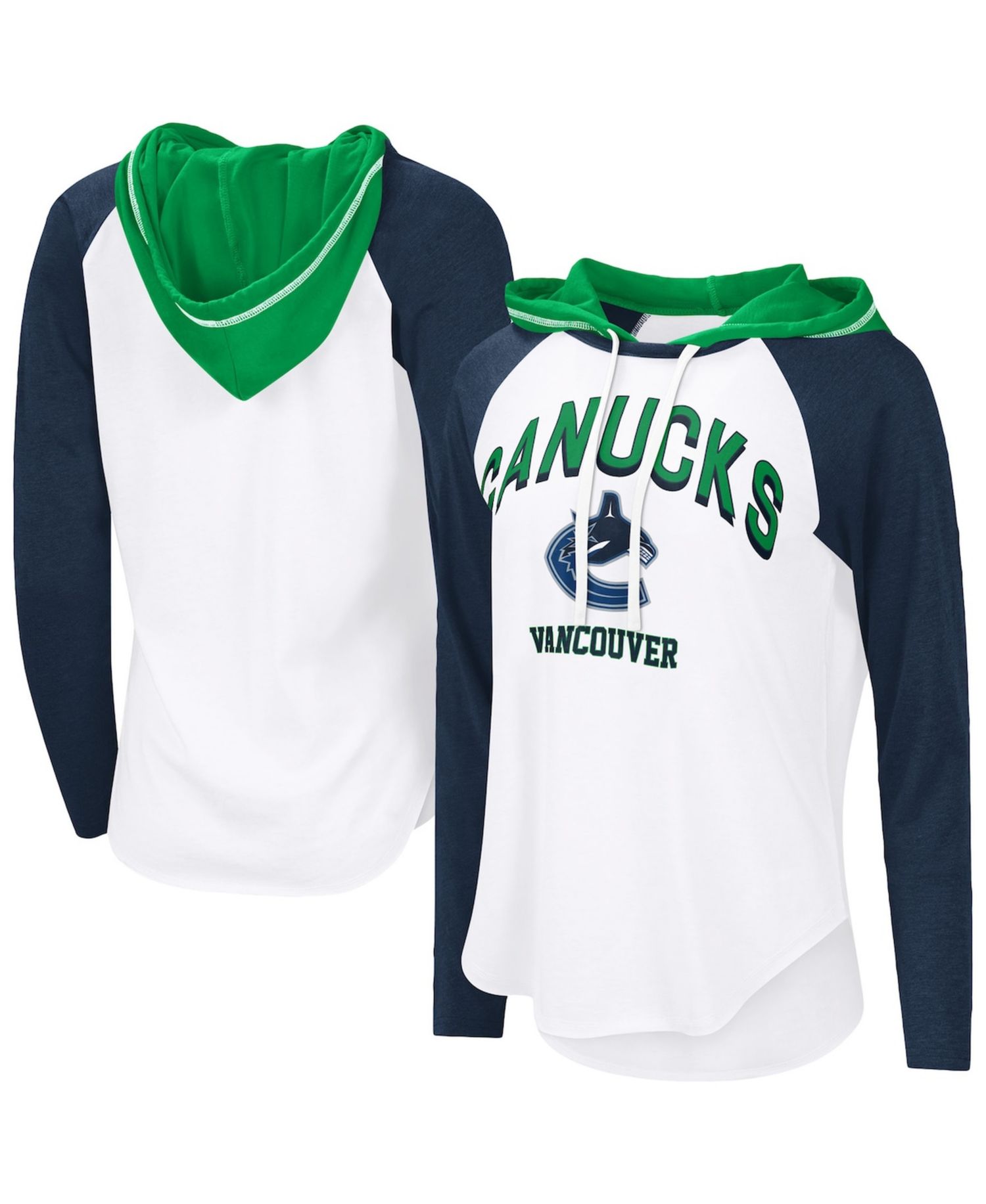 Women's G-III 4Her by Carl Banks White Vancouver Canucks VIP Raglan Long Sleeve Hoodie