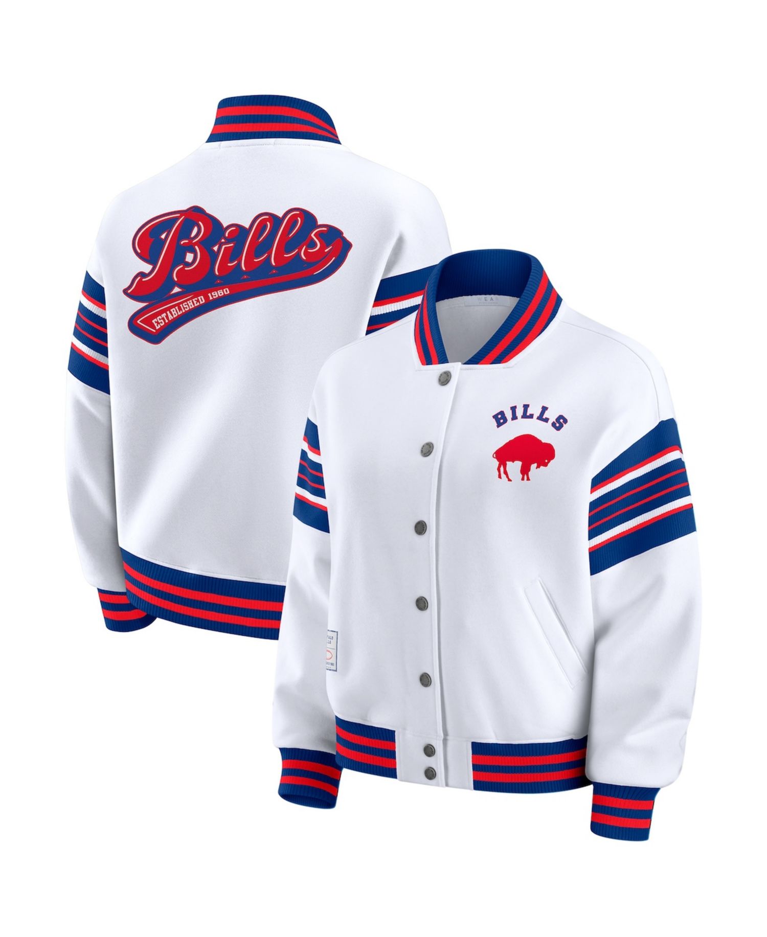 Women's White Buffalo Bills Plus Size Full-Snap Fleece Sweatshirt Jacket