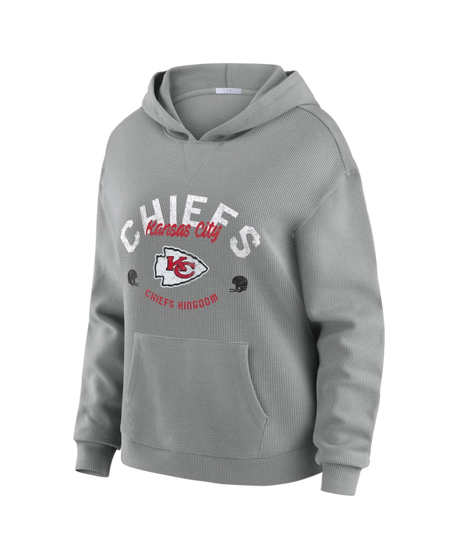 Women's 2-Piece Gray Kansas City Chiefs Plus Size Waffle-Knit Long Sleeve Hooded Shirt & Pants Lounge Set
