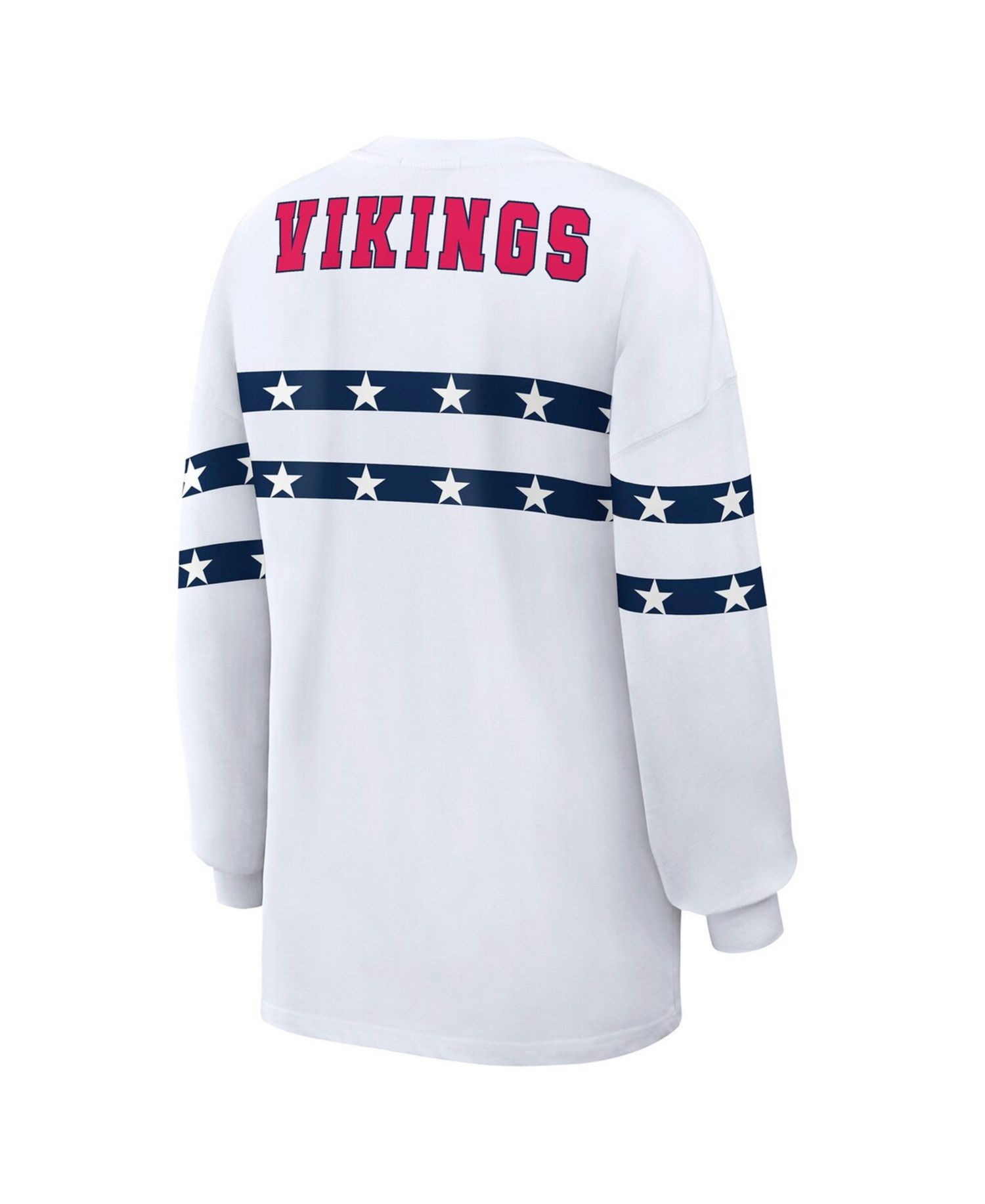 Women's White Minnesota Vikings Americana Stripe Long Sleeve T-Shirt