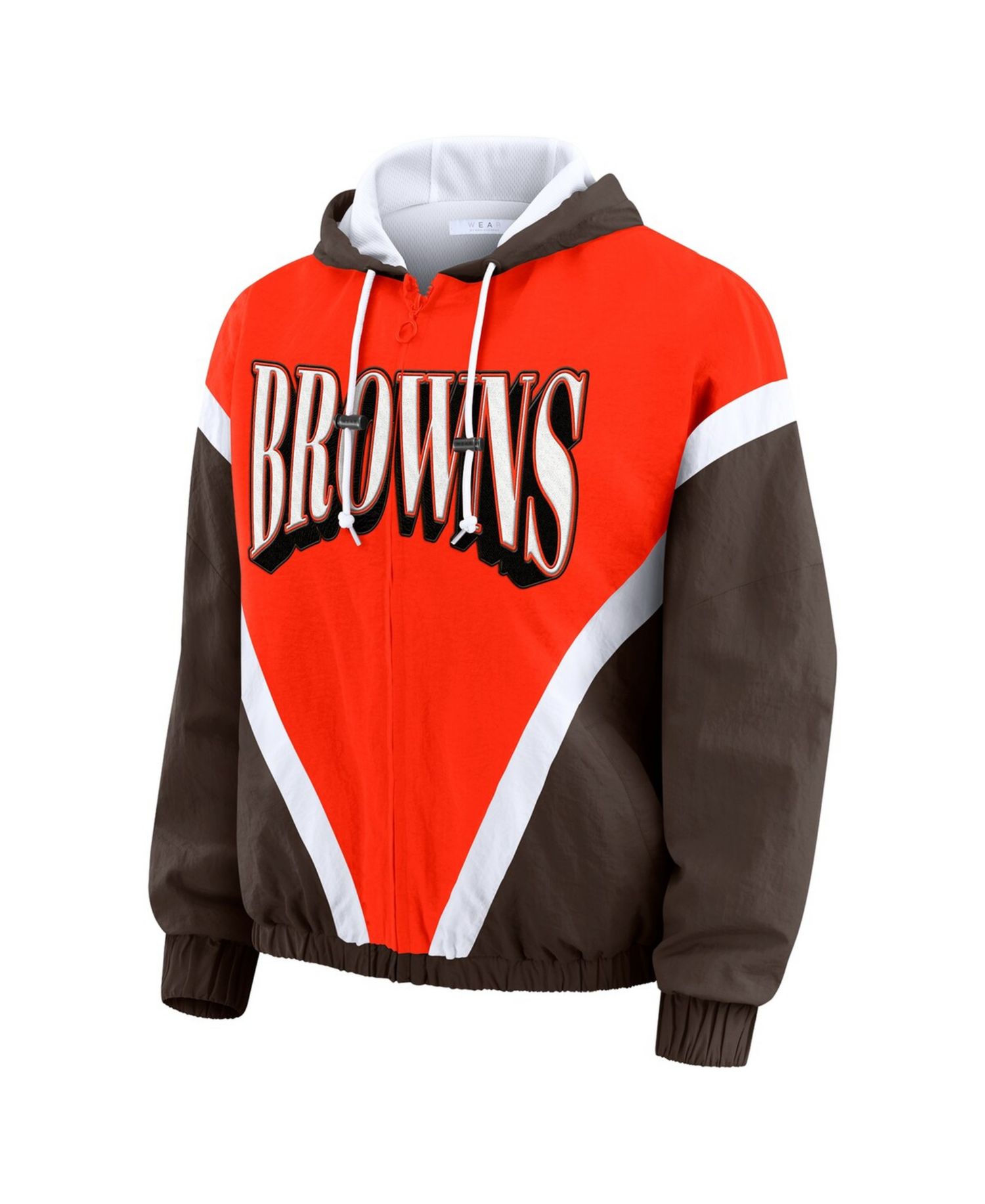 Women's Orange/Brown Cleveland Browns Plus Size Retro Crinkle Full-Zip Hoodie Windbreaker Jacket