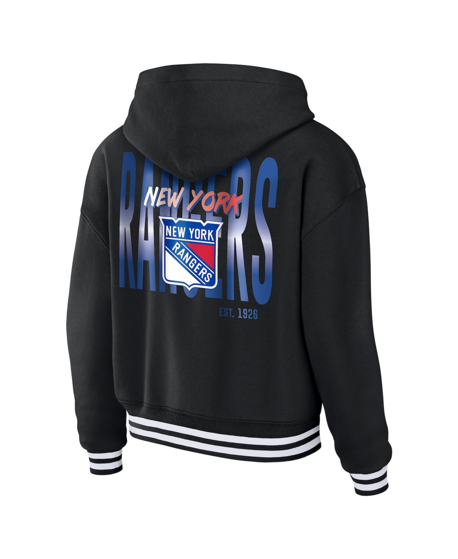 Women's Black New York Rangers Cropped Lace-Up Hoodie