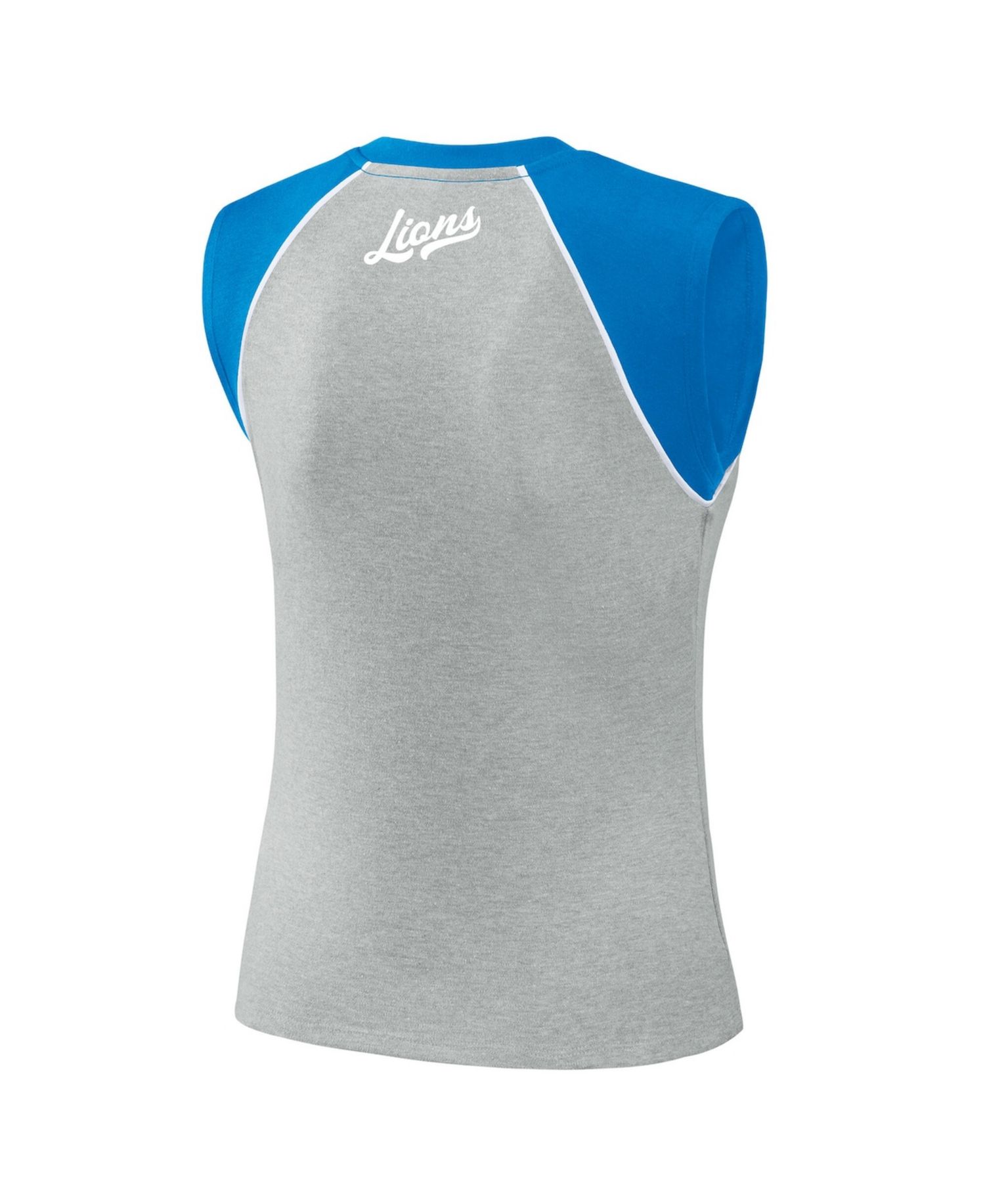 Women's Gray Detroit Lions Cropped Raglan Tank Top