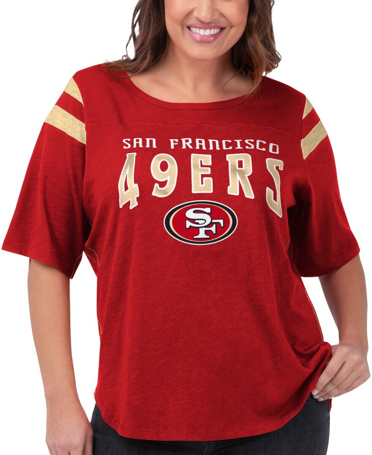 G-iii 4Her by Carl Banks Women's Red San Francisco 49ers Plus Size Linebacker T-Shirt