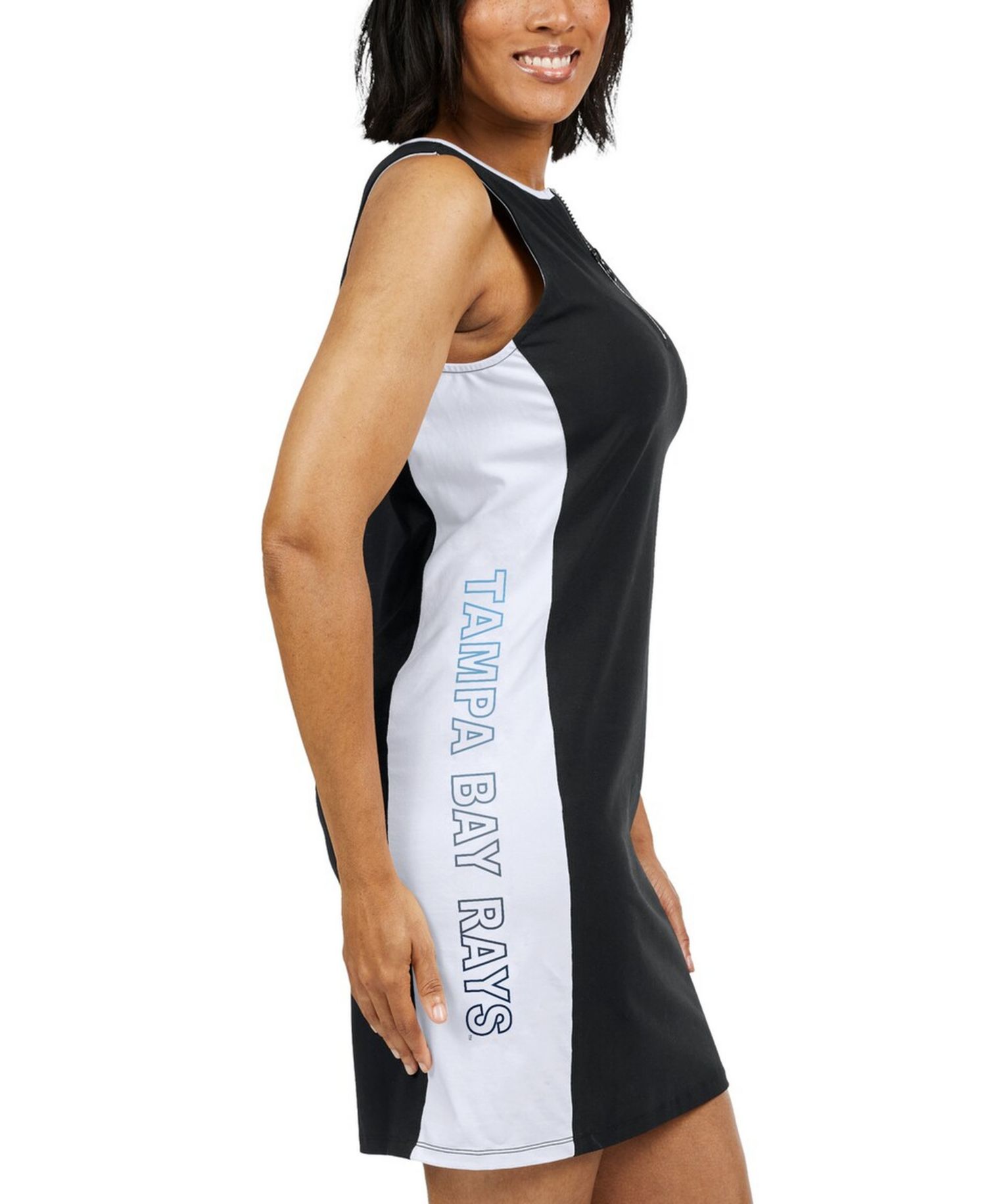Women's Black Tampa Bay Rays Color Block Quarter-Zip Sleeveless Dress