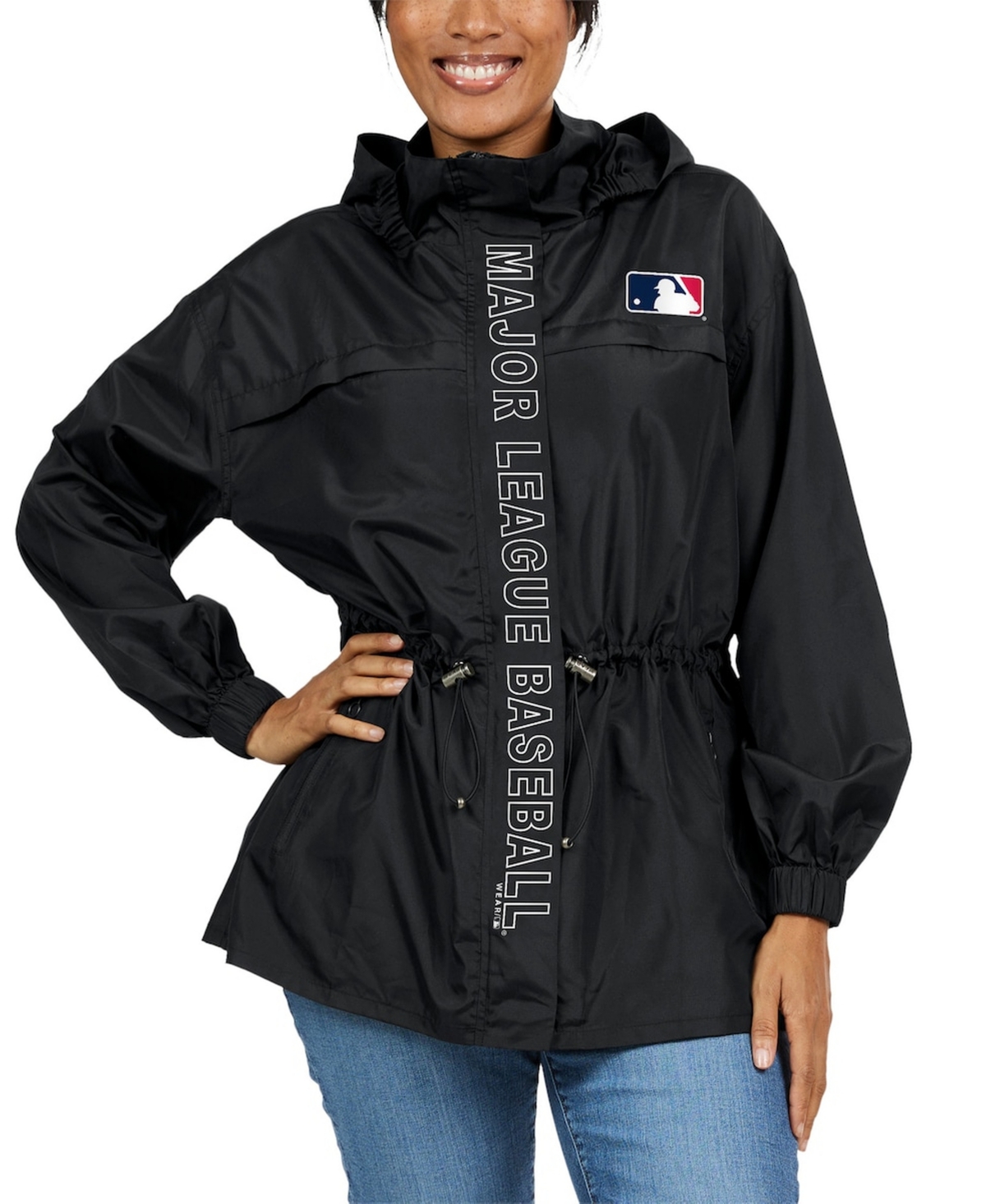 Wear by Erin Andrews Women's Black Mlb Merchandise Full-Zip Windbreaker Hoodie Jacket
