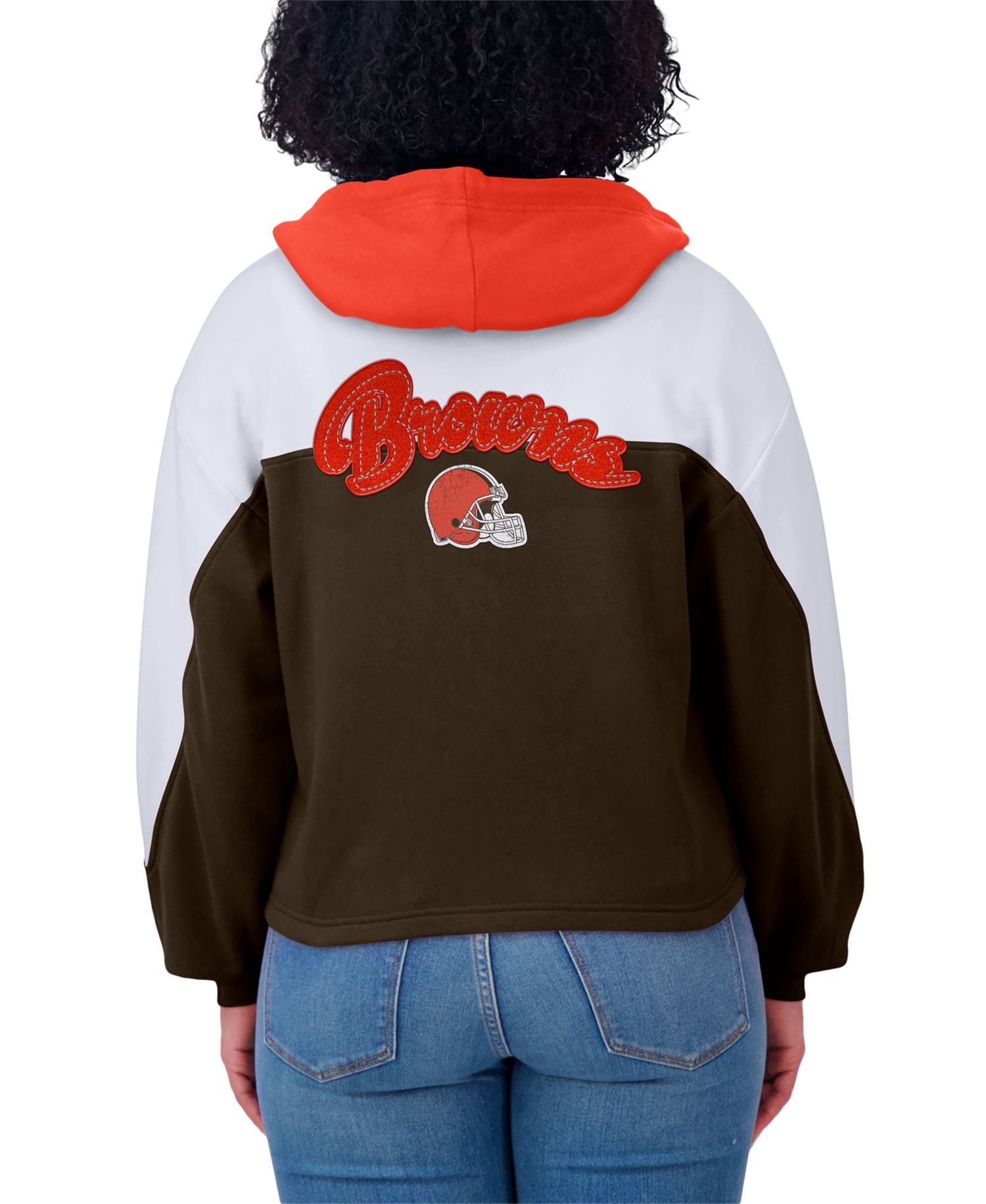 Women's Brown Cleveland Browns Plus Size Color Block Full-Zip Hoodie