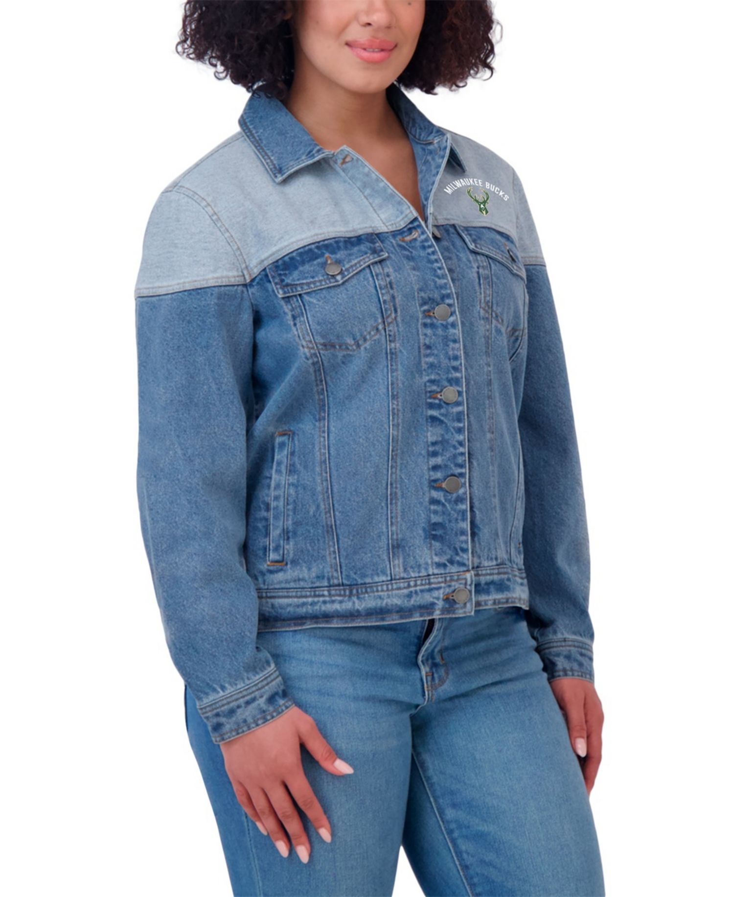 Women's Blue Milwaukee Bucks Full-Button Denim Jacket