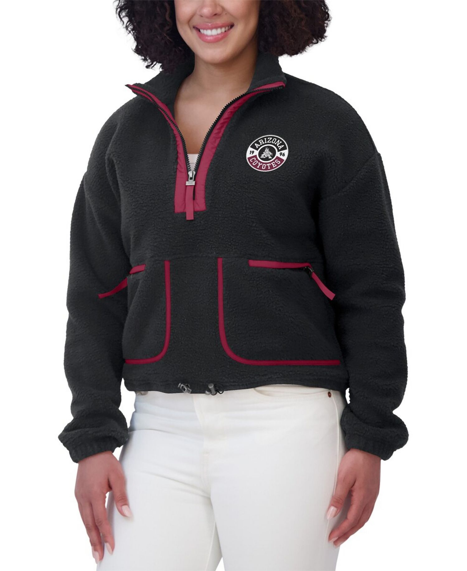 Women's Black Arizona Coyotes Polar Fleece Half-Zip Jacket