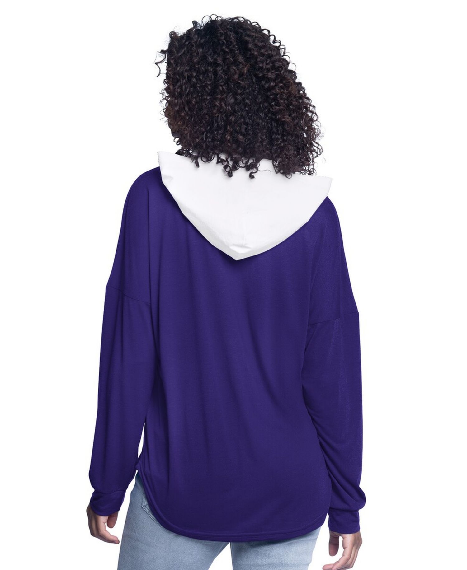 Women's Purple Los Angeles Lakers Bench Player Oversized Long Sleeve Hooded Top