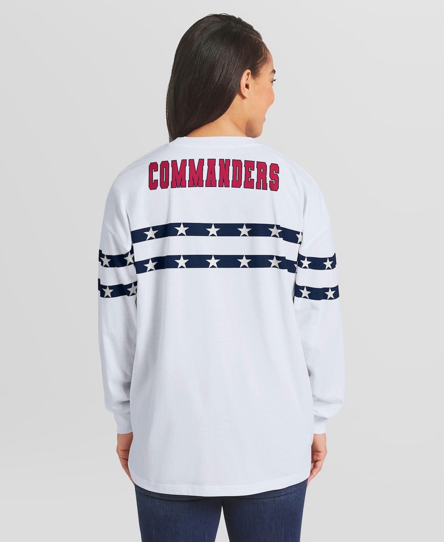 Women's White Washington Commanders Americana Stripe Long Sleeve T-Shirt