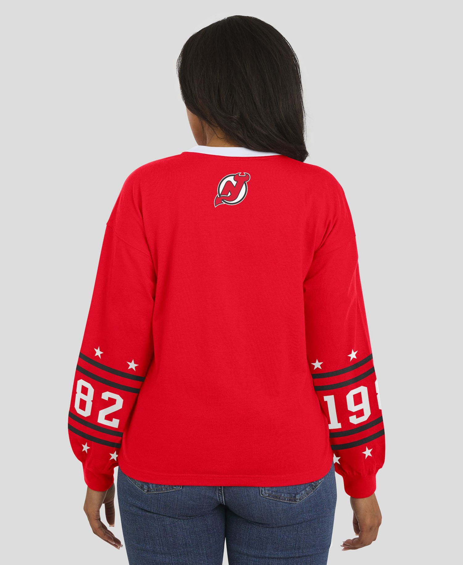 Women's Red New Jersey Devils Long-Sleeve Sport T-Shirt
