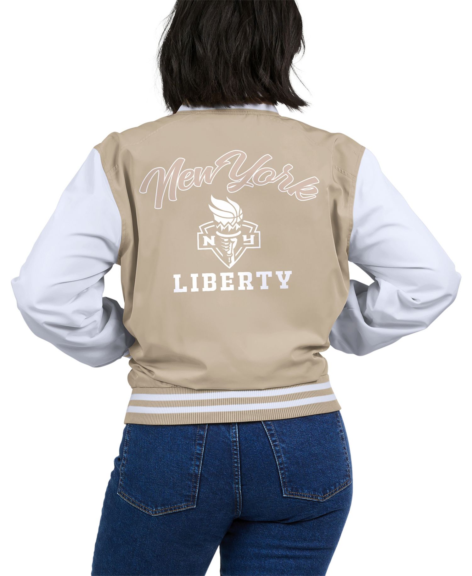 Women's Tan New York Liberty Tonal Full-Zip Bomber Jacket