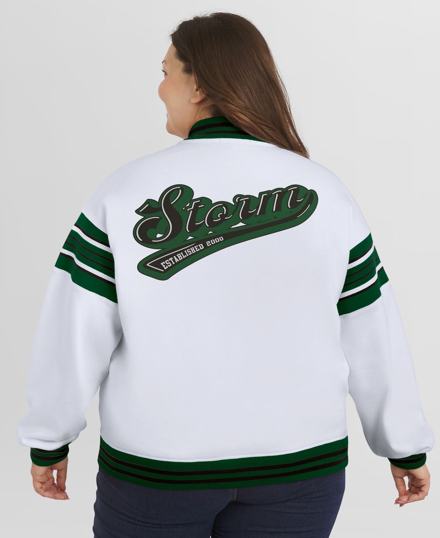 Женская куртка WEAR by Erin Andrews White/Green WNBA Full-Snap Fleece Sweatshirt — фото 5
