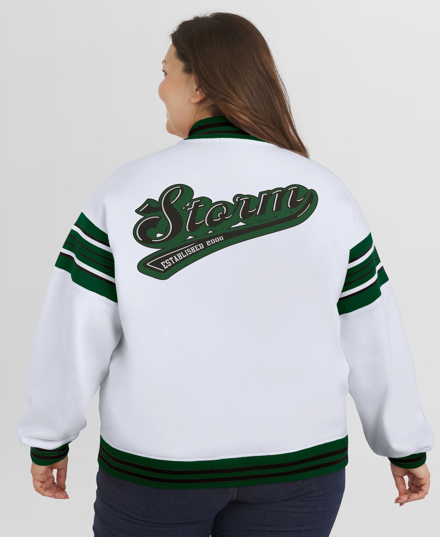 Women's White/Green WNBA Full-Snap Fleece Sweatshirt Jacket