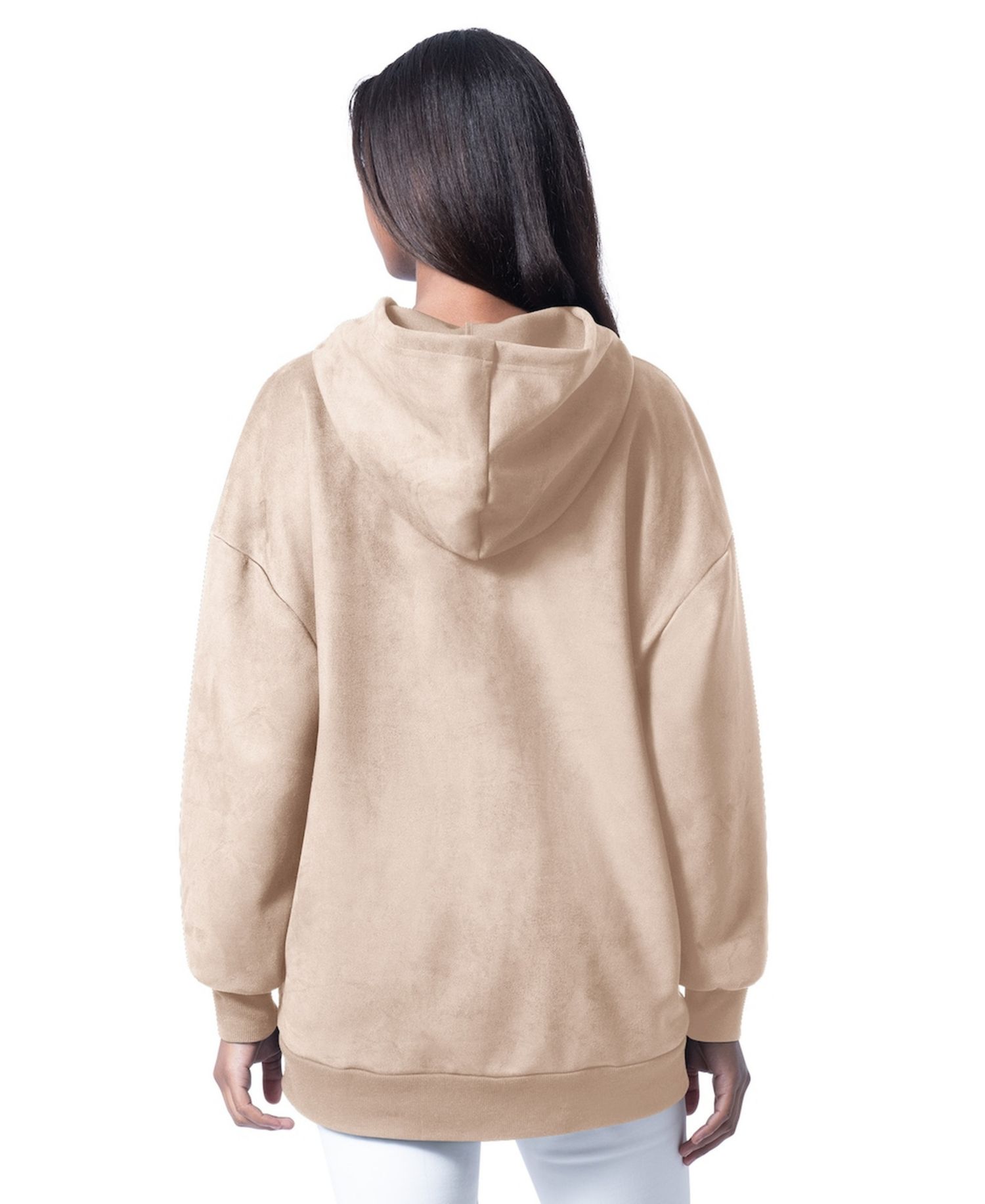 Women's Cream Philadelphia Eagles Best Hitter Oversized Tunic Pullover Hoodie