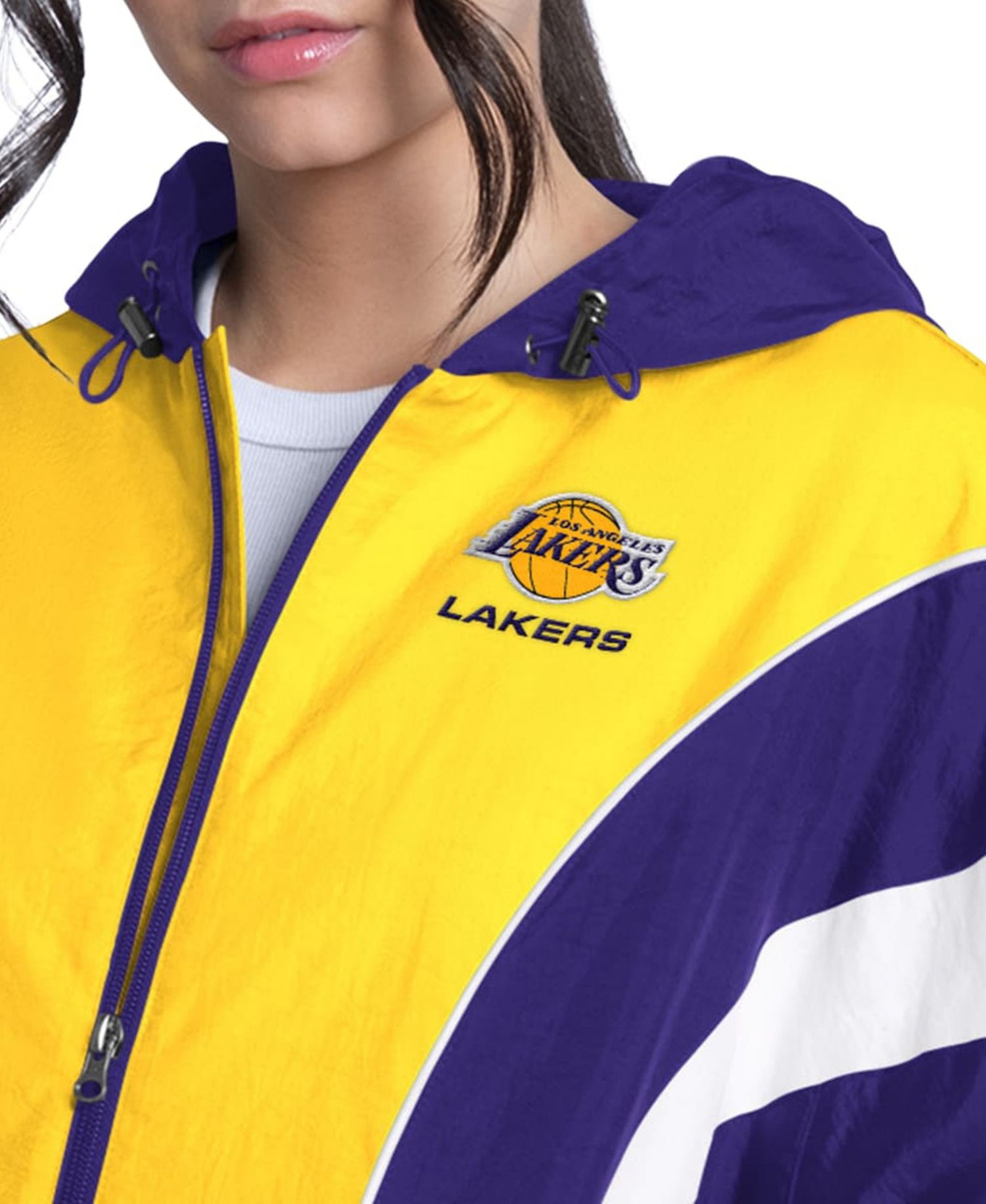 Women's Purple/Gold Los Angeles Lakers Quarterback Lightweight Oversized Full-Zip Jacket