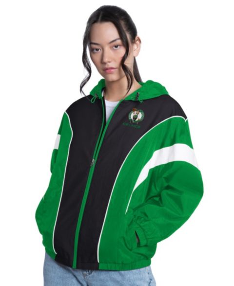 Женские куртки G-III 4Her by Carl Banks Women's Green/Black Boston Celtics Quarterback Lightweight Oversized Full-Zip Jacket