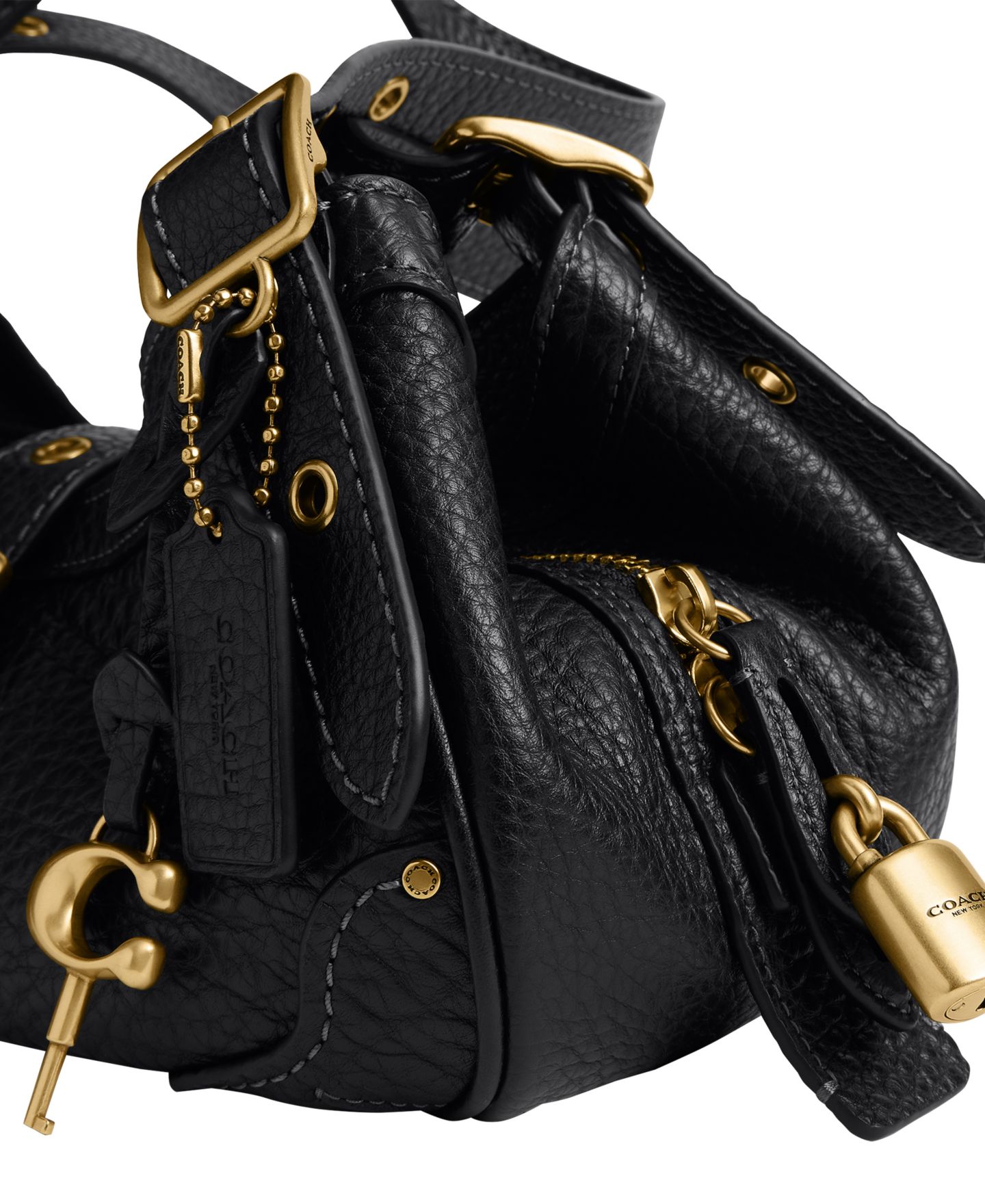 Женская сумка Coach Drifter 31 из зернистой кожи на плечо, средняя, цвет: Латунный / Чёрный — фото 8