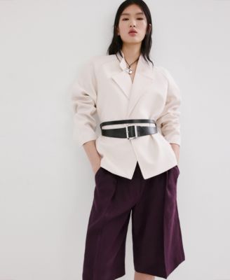 Women's Straight Linen Bermuda Shorts