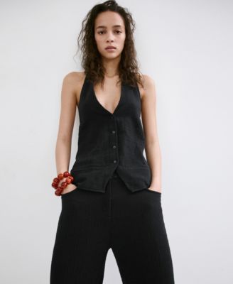 Women's Buttons Halter-Neck Top