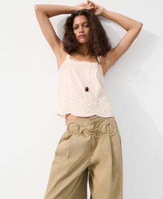 Women's Embroidered Details Cotton Top