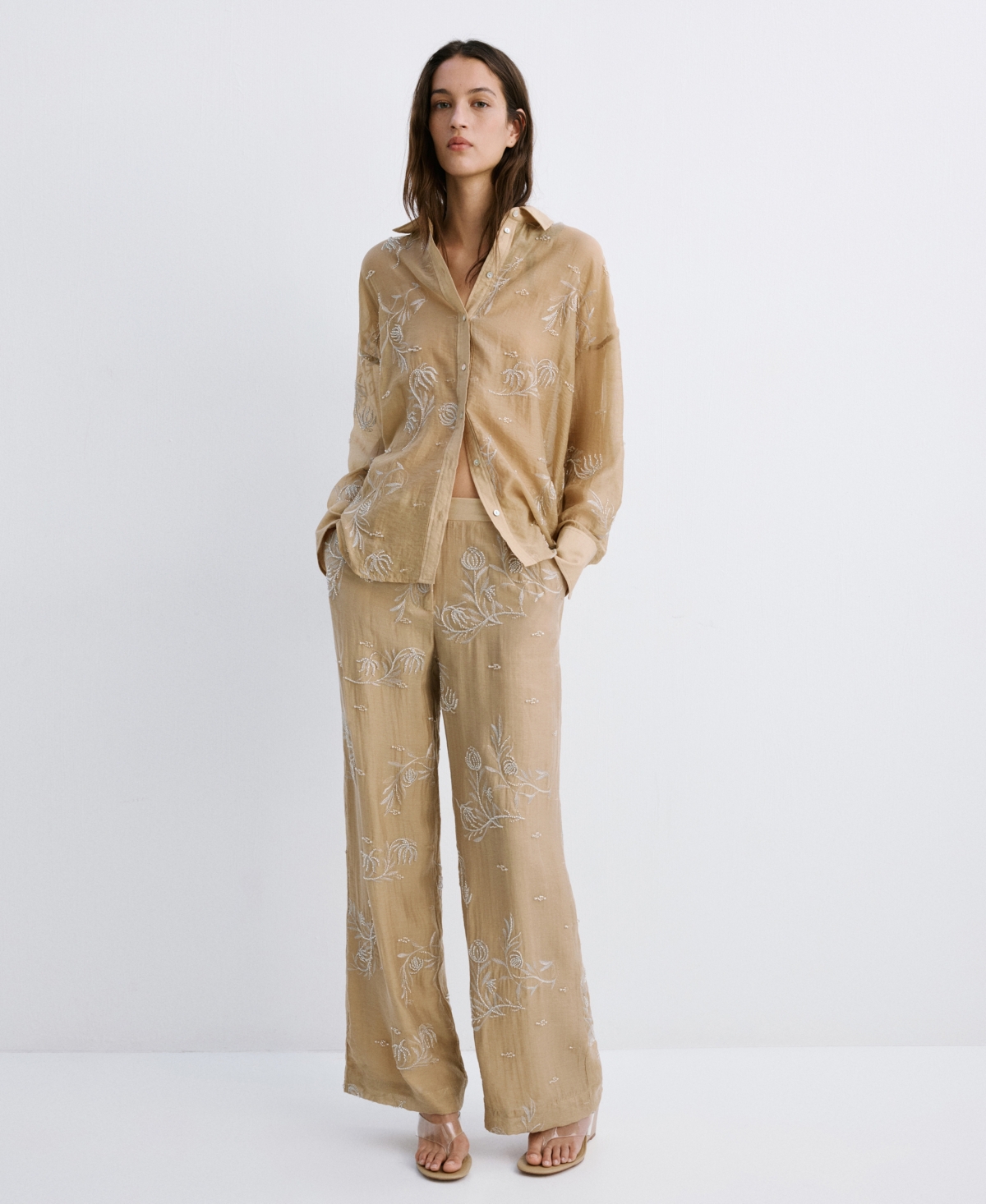 Mango Women's Embroidered Lyocell Pants