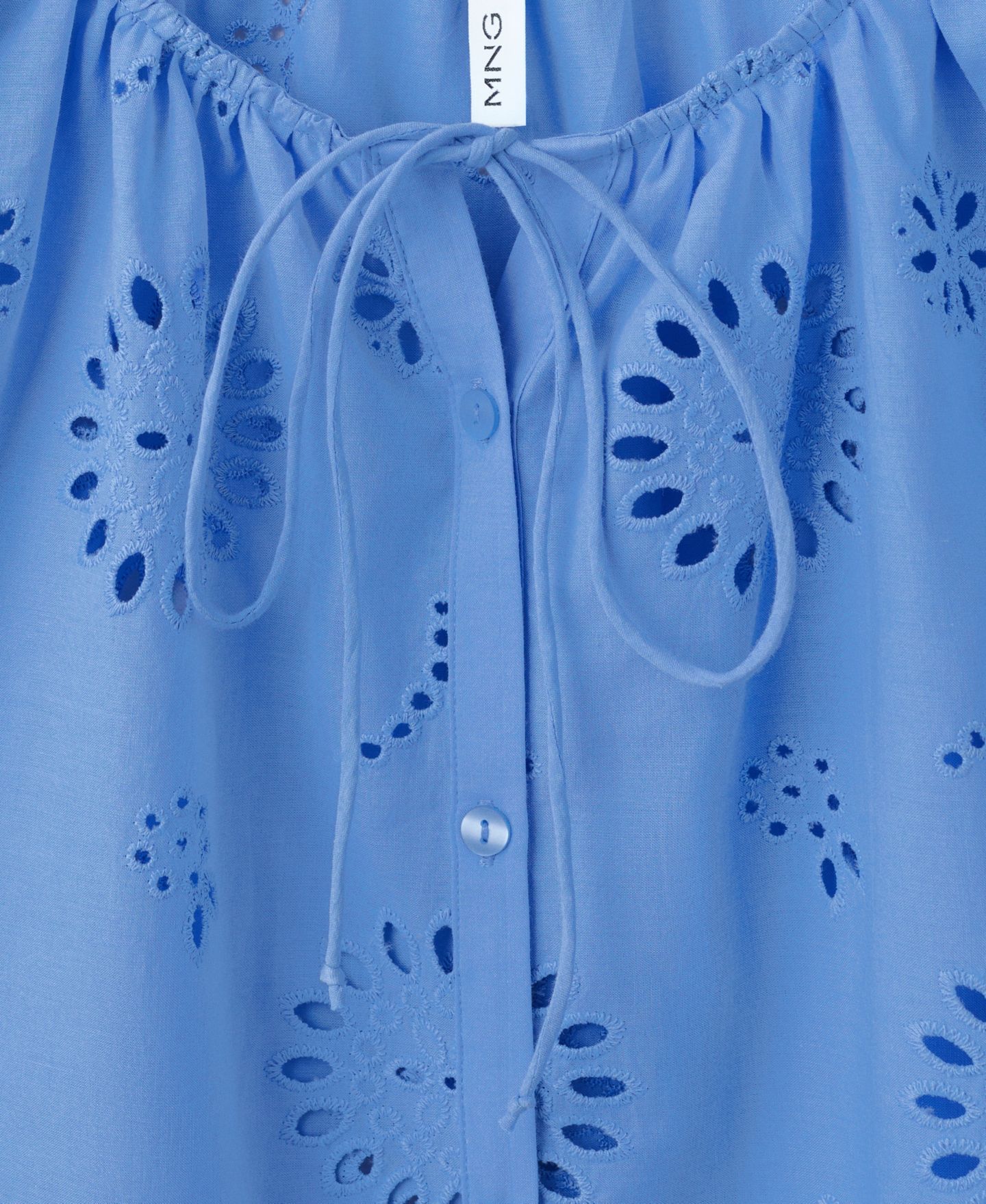 Женская блузка Mango 100% Cotton Openwork Embroidery, цвет: Синий — фото 4