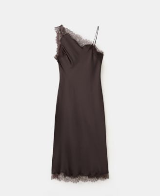 Women's Asymmetrical Satin Lace Dress