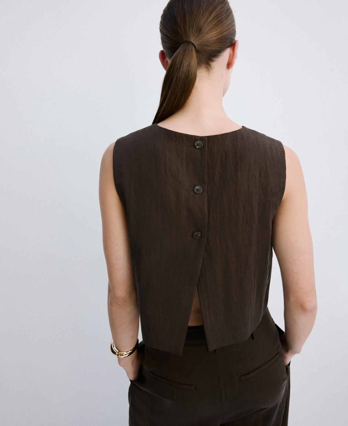 Mango Women's Back Buttons Lyocell Top