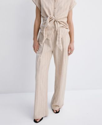 Women's Pinstripe Linen Pants