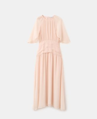 mango chiffon ruffle dress pink Mango Ruffle Chiffon Maxi Dress In Pink - 60% Off