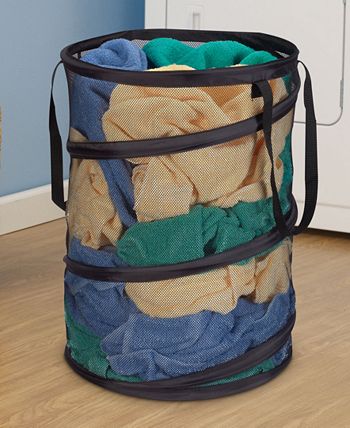 Household Essentials - Hamper with Mesh Band, Black