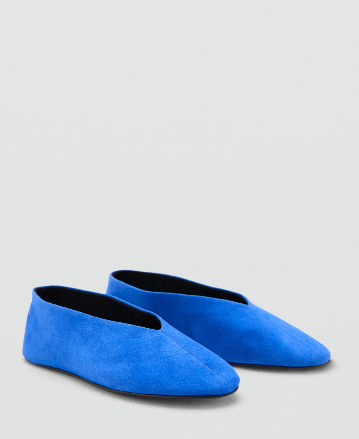 Mango Women's Suede Leather Ballet Flats - Blue