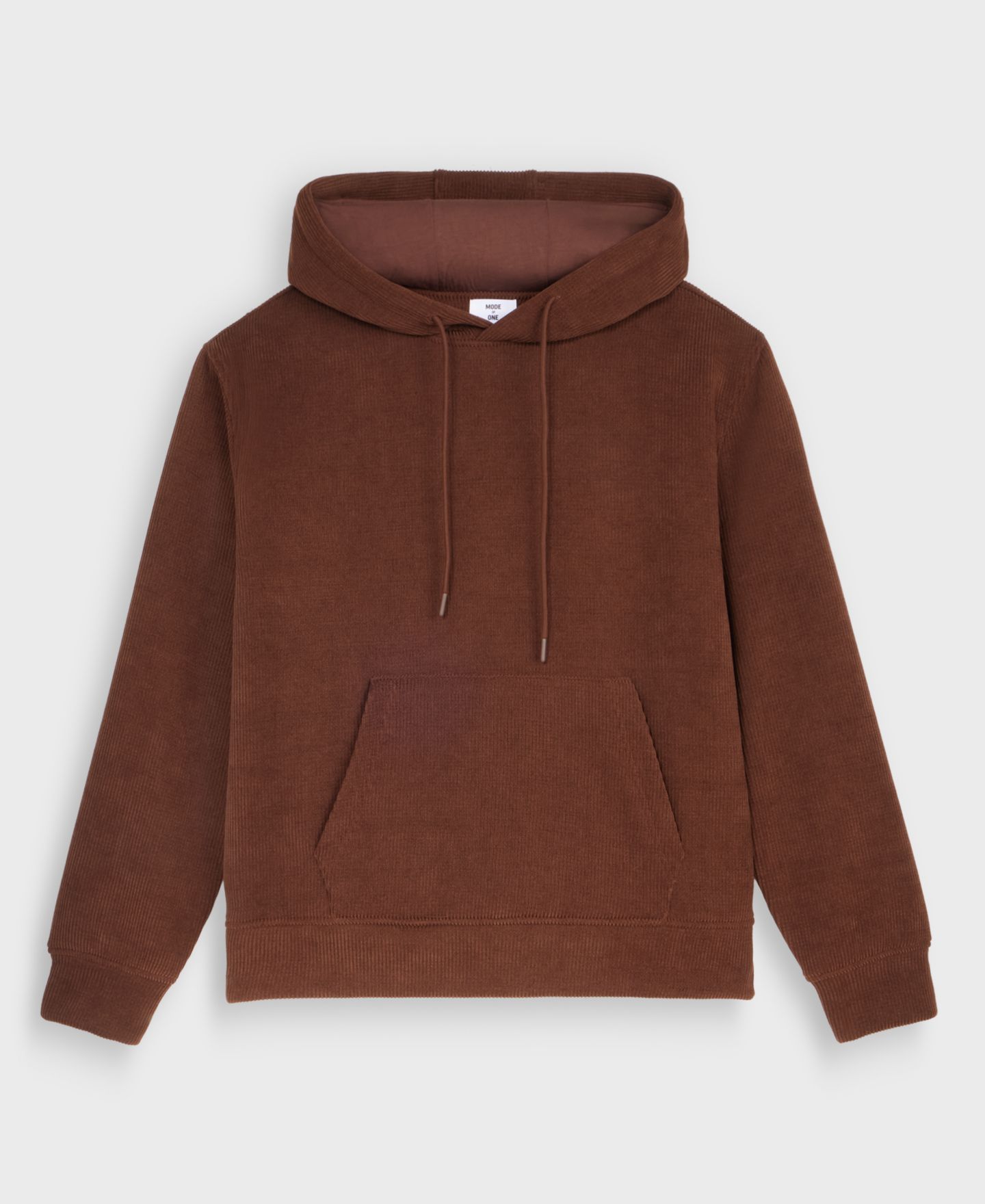 Мужское худи Mode of One Long-Sleeve Relaxed-Fit Ribbed-Knit Hooded, цвет: Шоколадный — фото 5
