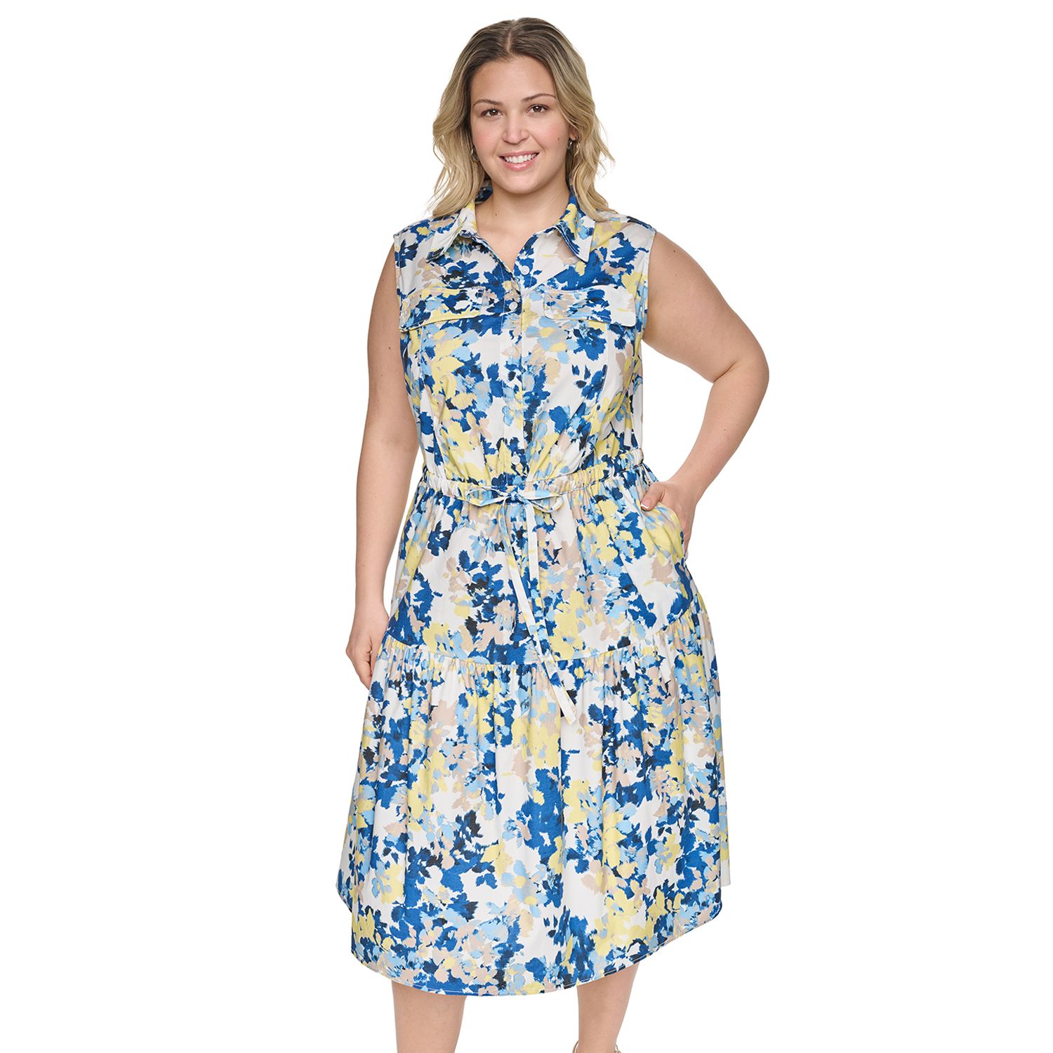 Plus Size Printed Sleeveless Dress