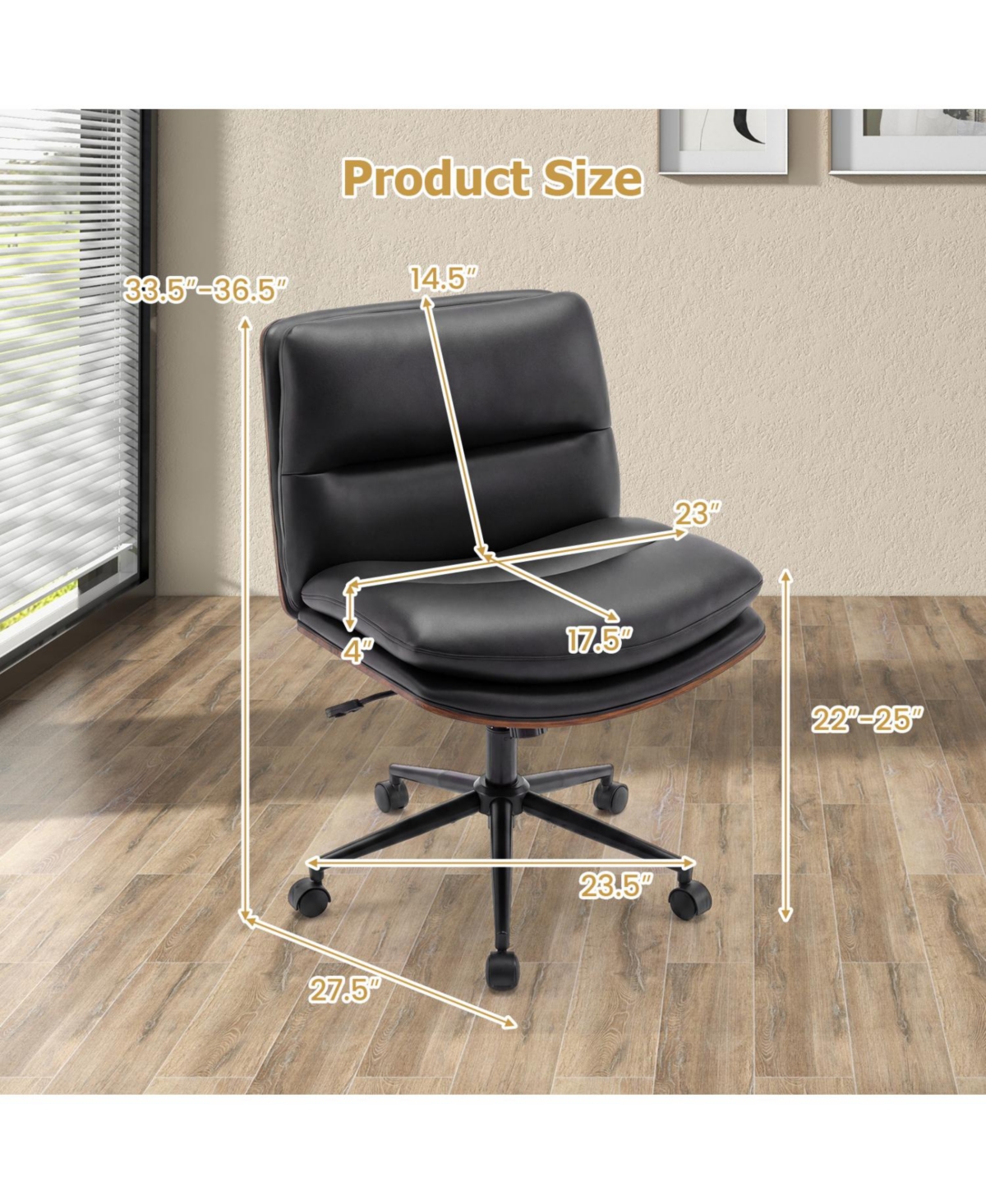 Slickblue Modern Armless Desk Chair with Comfortable Cushioned Seat