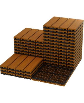  All-Weather Plastic Wood-Grain  Composite Interlock Deck Tiles Flooring