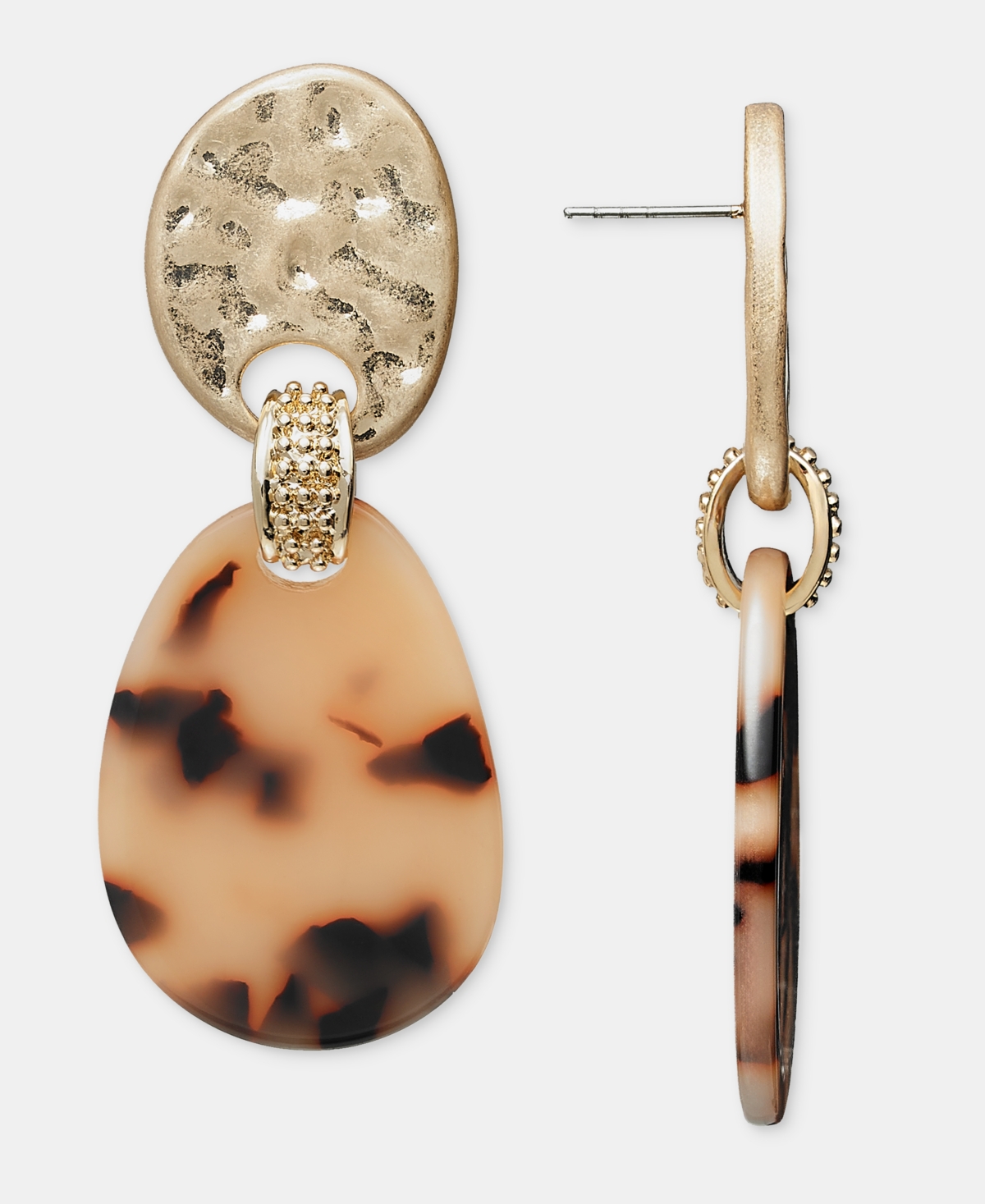 Style & Co Tortoise-Shell-Disc Linear Drop Earrings, Macy's Exclusive