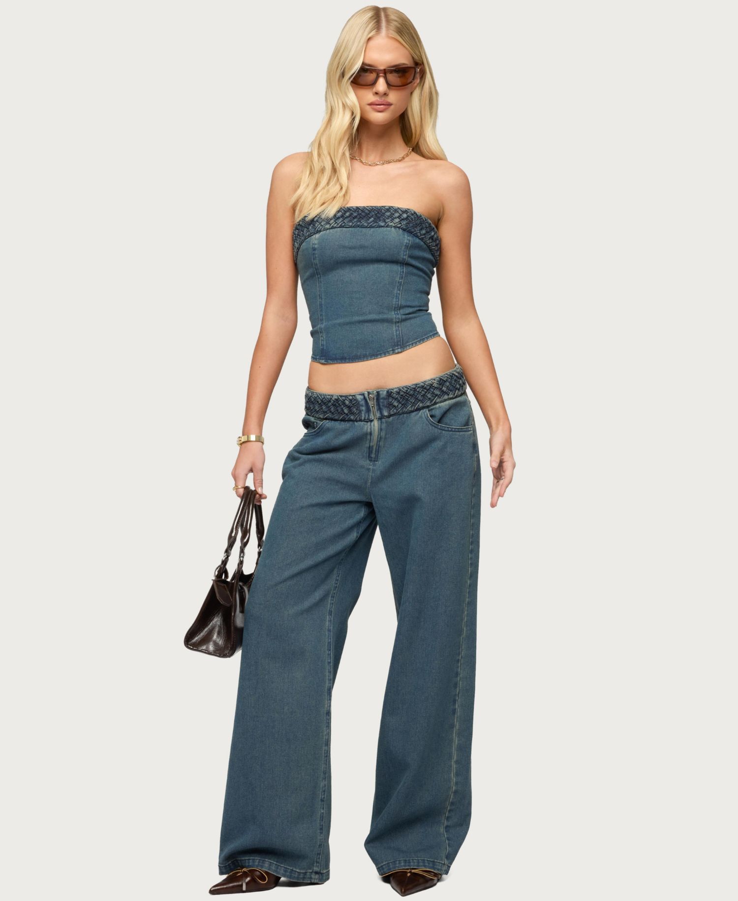 Women's Braidey Strapless Denim Top