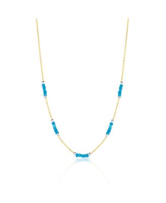 Turquoise Beaded Sterling Silver Chain Necklace in Gold