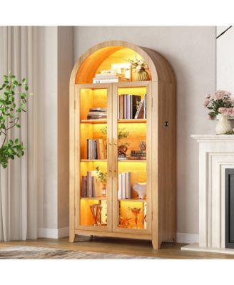 71 Inch Arched Tall Cabinet with LED lights